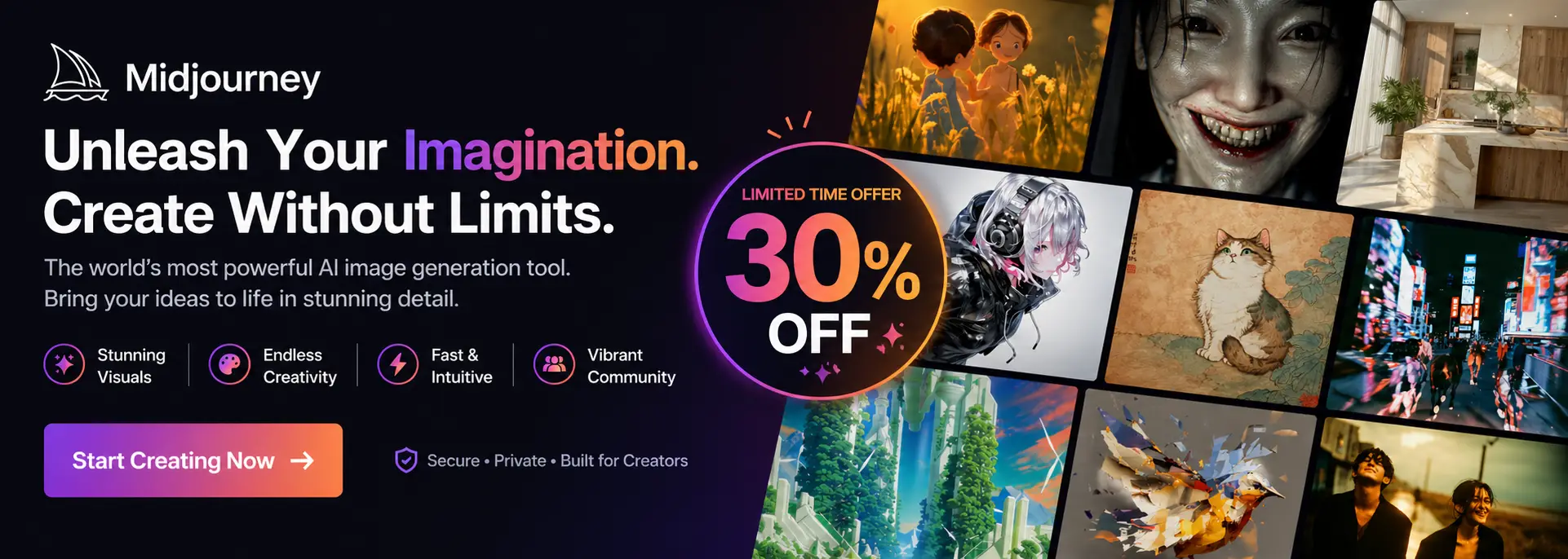 Get 30% off Midjourney